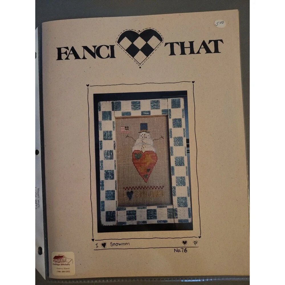 Vintage Fanci That Cross Stitch Pattern I Love Snowmen No 76 Folk Art OOP Chart